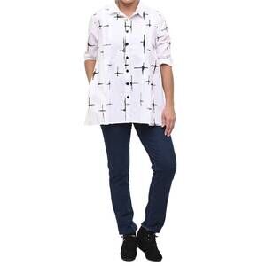 NEW TULIP CLOTHING blythe button down blouse in white galaxy